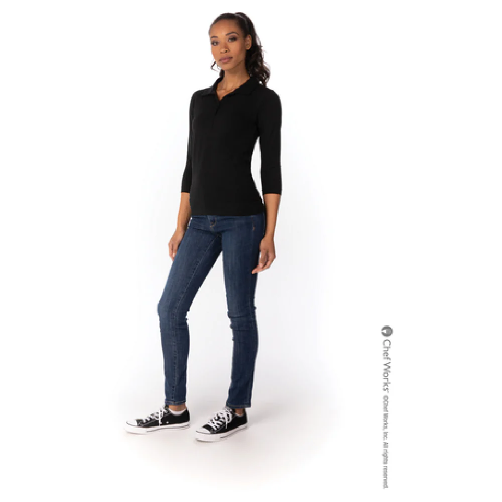 Chef Works TSWO-BLK-3XL Women's 3/4 Sleeve V-neck Dress Shirt Black Poly/Cotton Chef Works TSWO-BLK-3XL Women's 3/4 Sleeve V-neck Dress Shirt Black Poly/Cotton