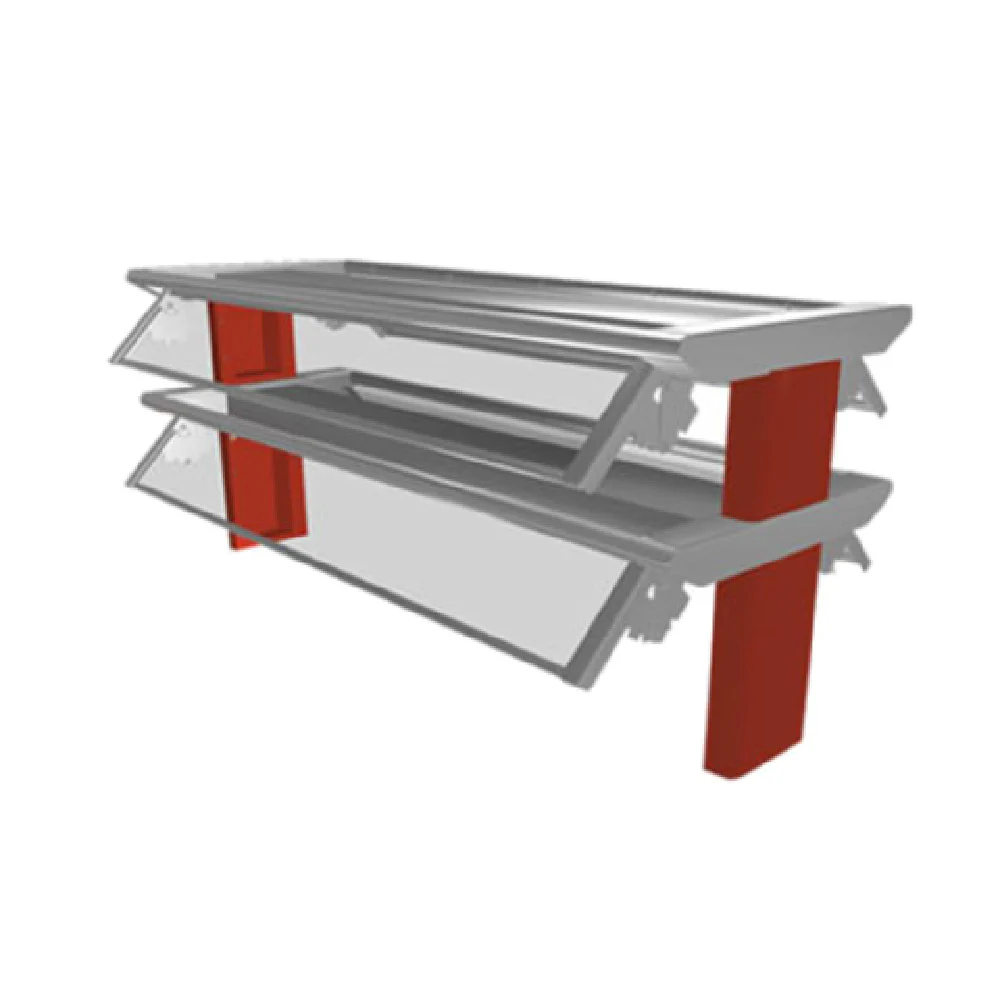 Duke TS580-60 59-3/4 Inch 2-Tier Stainless Steel Sneeze Guard with Glass Shelves