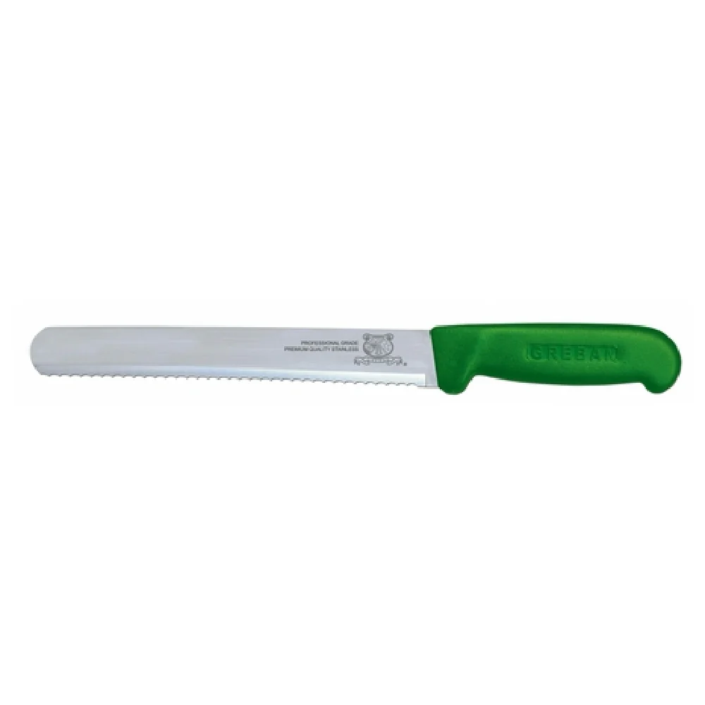 Omcan 12662 10 Inch Blade 10 Inch Knife Polypropylene Green Handle Wave Edge Omcan 12662 10 Inch Blade 10 Inch Knife Polypropylene Green Handle Wave Edge