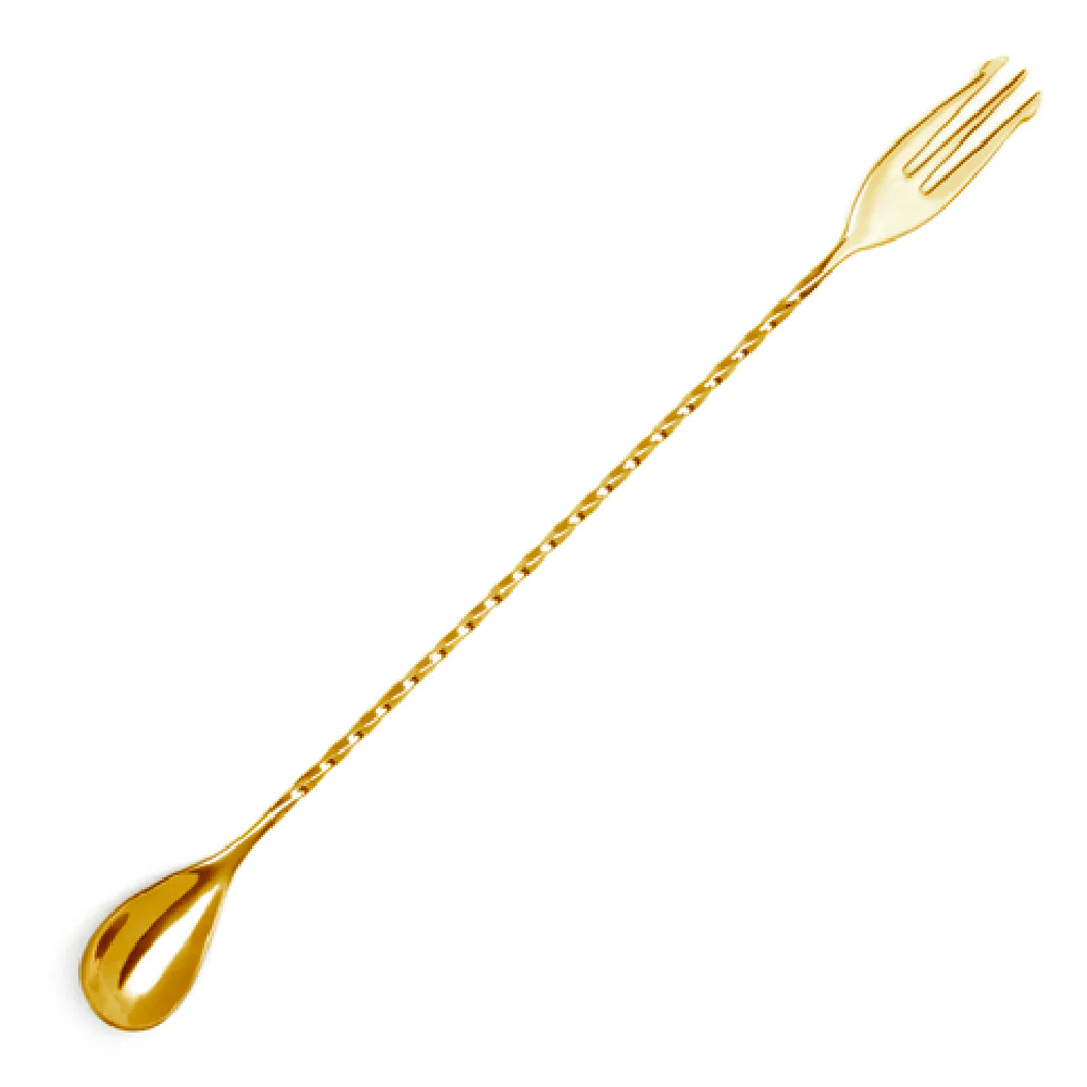 Spill-Stop 830-22 11-4/5 Inch Fork-end Stainless Steel Mixing Bar Spoon Gold Plated Finish Spill-Stop 830-22 11-4/5 Inch Fork-end Stainless Steel Mixing Bar Spoon Gold Plated Finish