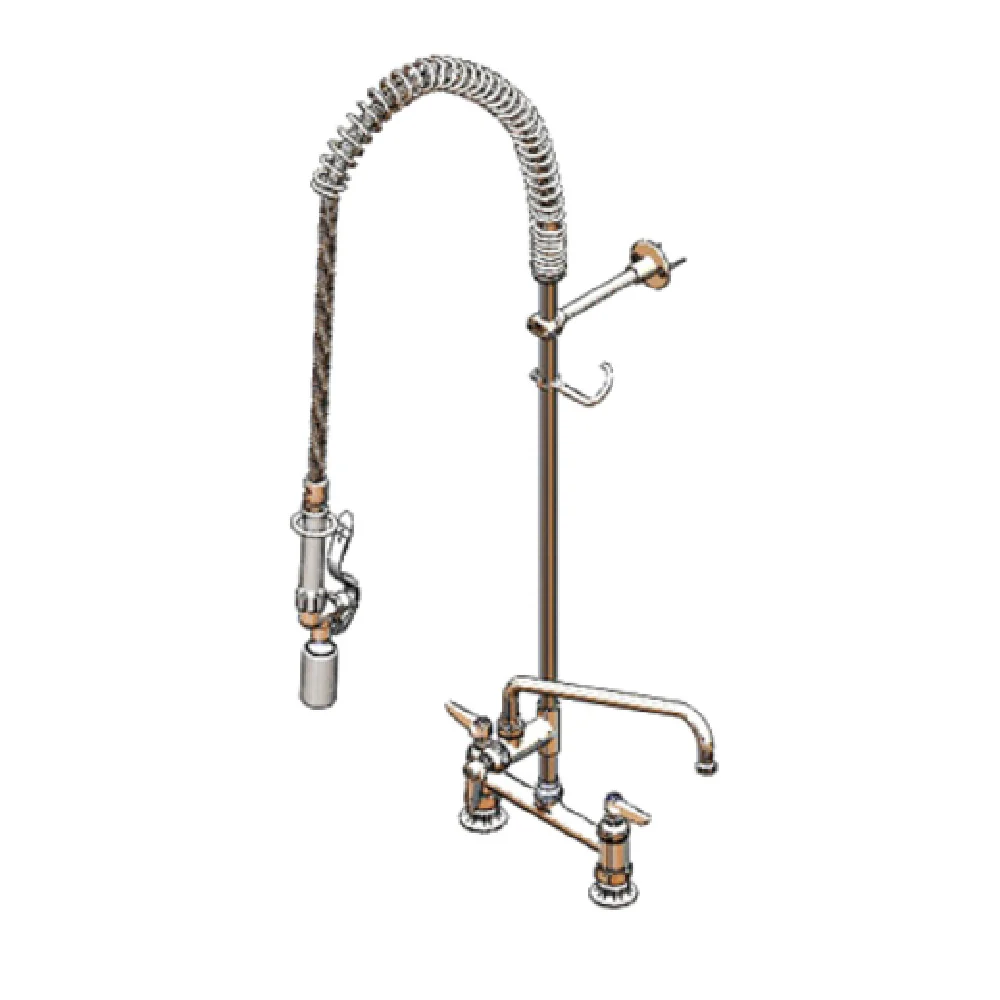 T&S Brass B-0123-12-CR-BC 8 Inch Adjustable Center Pre-Rinse Unit with Add On Faucet T&S Brass B-0123-12-CR-BC 8 Inch Adjustable Center Pre-Rinse Unit with Add On Faucet