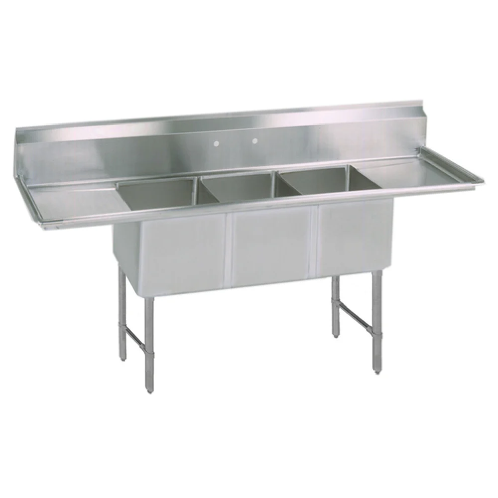 BK Resources BKS-3-1620-12-18TS 84 Inch Sink with Three Compartment and Drainboards BK Resources BKS-3-1620-12-18TS 84 Inch Sink with Three Compartment and Drainboards