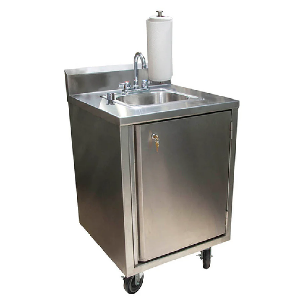 BK Resources MHS-2424-CH-BKD 24 Inch Handwash Sink Mobile Hot and Cold Water BK Resources MHS-2424-CH-BKD 24 Inch Handwash Sink Mobile Hot and Cold Water