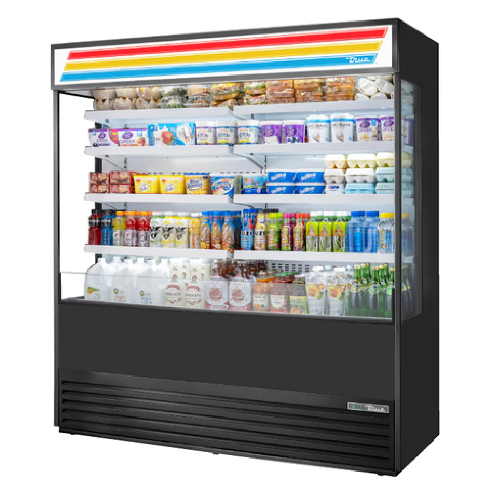 True Refrigeration TOAM-72GS-HC~TSL01_WH 72 Inch Open Refrigerated Merchandiser Black and White Aluminum True Refrigeration TOAM-72GS-HC~TSL01_WH 72 Inch Open Refrigerated Merchandiser Black and White Aluminum