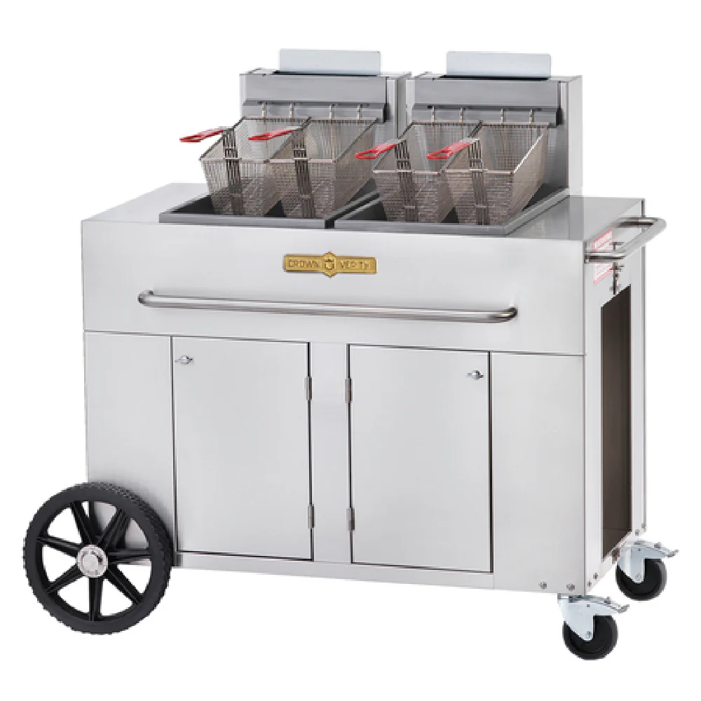 Crown Verity CV-PF-2LP 53 Inch Outdoor Deep Fryer Portable LP Gas Double Tank 90,000 BTU