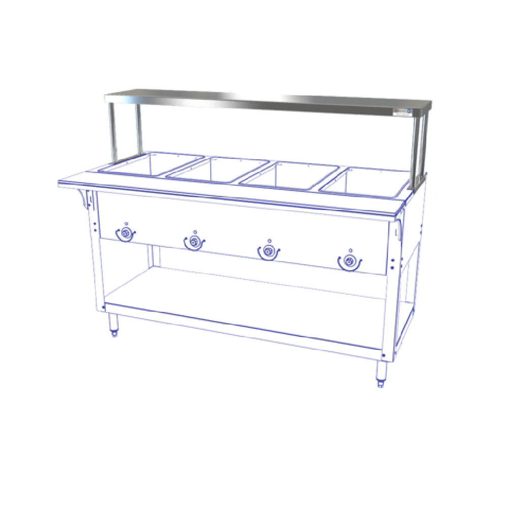 NBR Equipment HT-4-SOS Single Overshelf Fits Hot Food Tables With (4) Wells 58-3/8