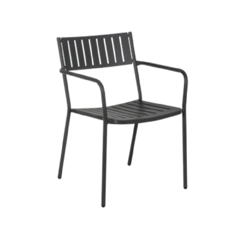 emuamericas llc 147 22 Inch Armchair Stacking Outdoor Steel Slat Back and Seat