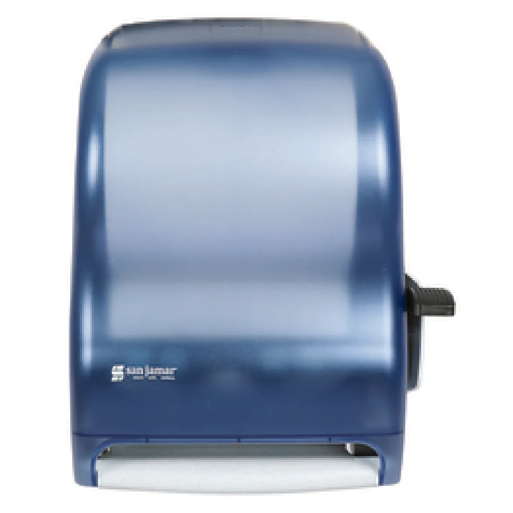 San Jamar T1100TBL 13 Inch Blue Lever Action Manual Paper Towel Dispenser