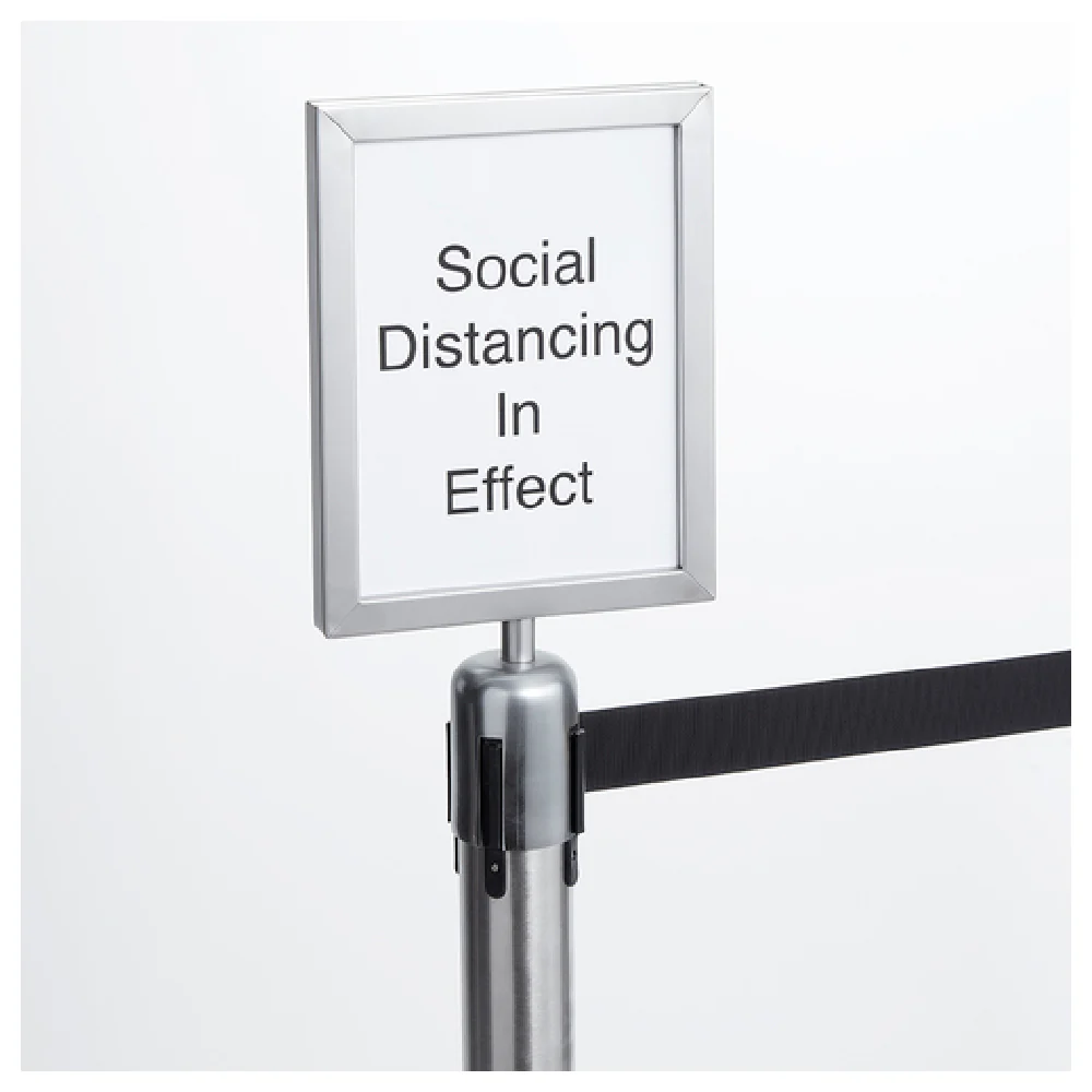 American Metalcraft RBSIGNS 8-1/2 Inch Barrier System Sign Two-Sided Stainless Steel Satin Finish