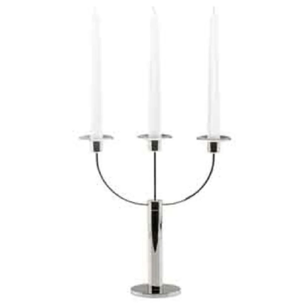 BauscherHepp 12.4843.0030 11-1/4 Inch Candelabra With 3 Holders Stainless Steel