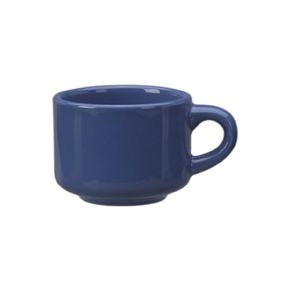 International Tableware CA-23-LB 7 Oz Round Cup Lead Free Ceramic Light Blue