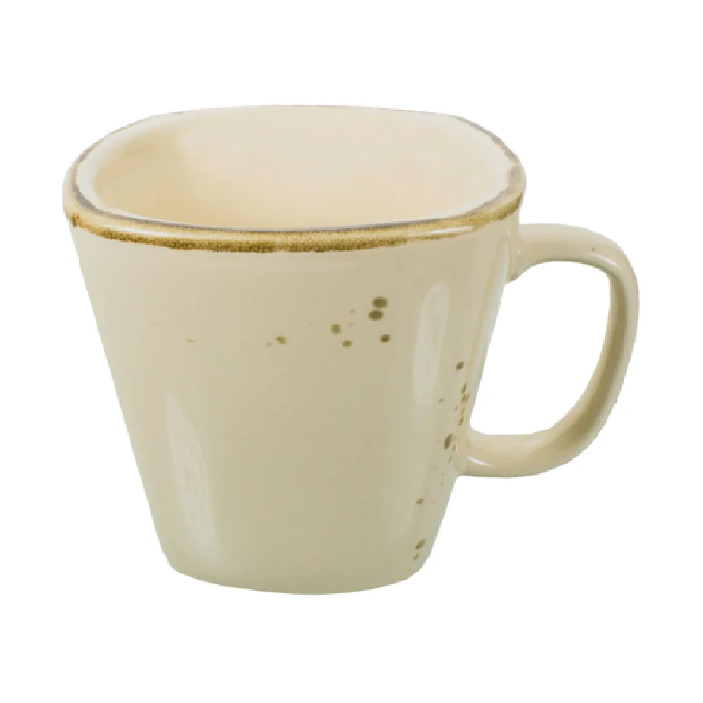 International Tableware SV-1-KH 8 Oz Cup Speckled Khaki Ceramic with Handle