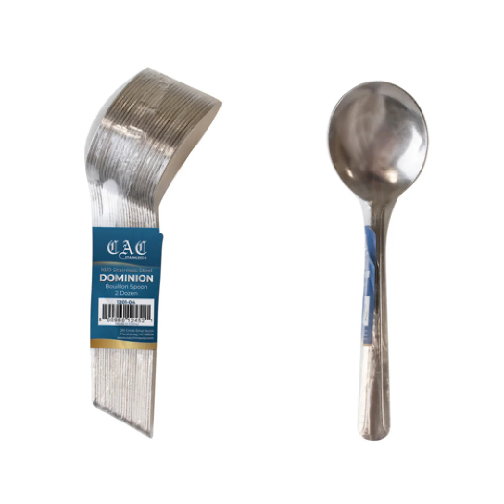 CAC China 1201-04 6 Inch Bouillon Spoon 18/0 Stainless Steel Pack of 24