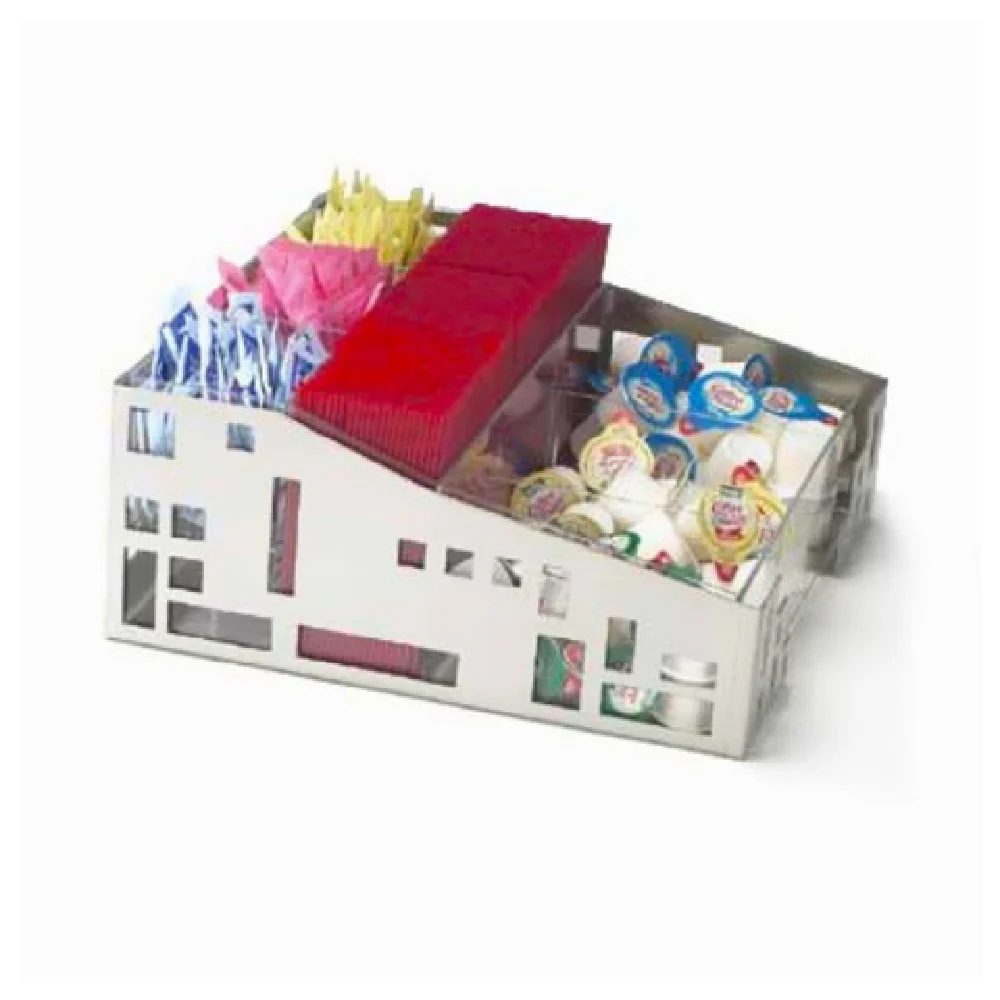 Cal Mil 1616-55 12 Inch Stainless Steel Condiment Organizer with Geometric Cutouts