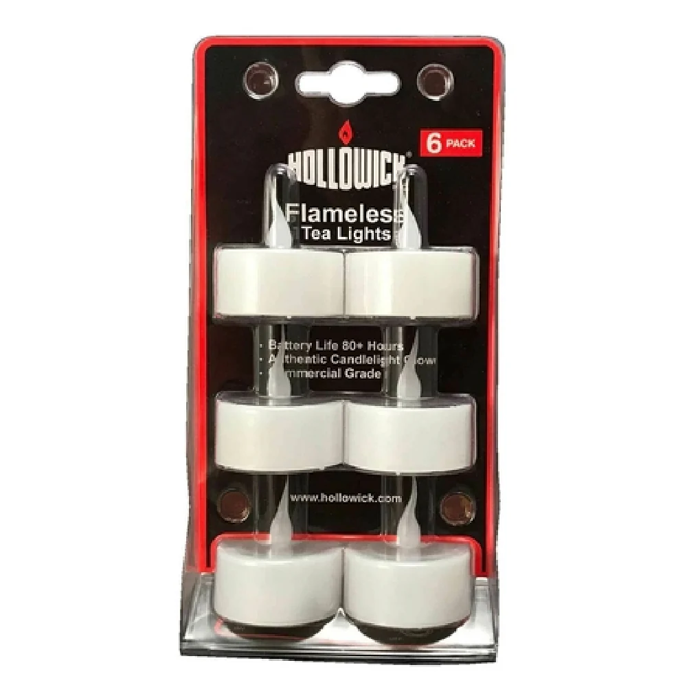 Hollowick HFBTL6-CL 1-1/2 Inch Diameter LED Flameless Tealight Candle 6 Packs Hollowick HFBTL6-CL 1-1/2 Inch Diameter LED Flameless Tealight Candle 6 Packs