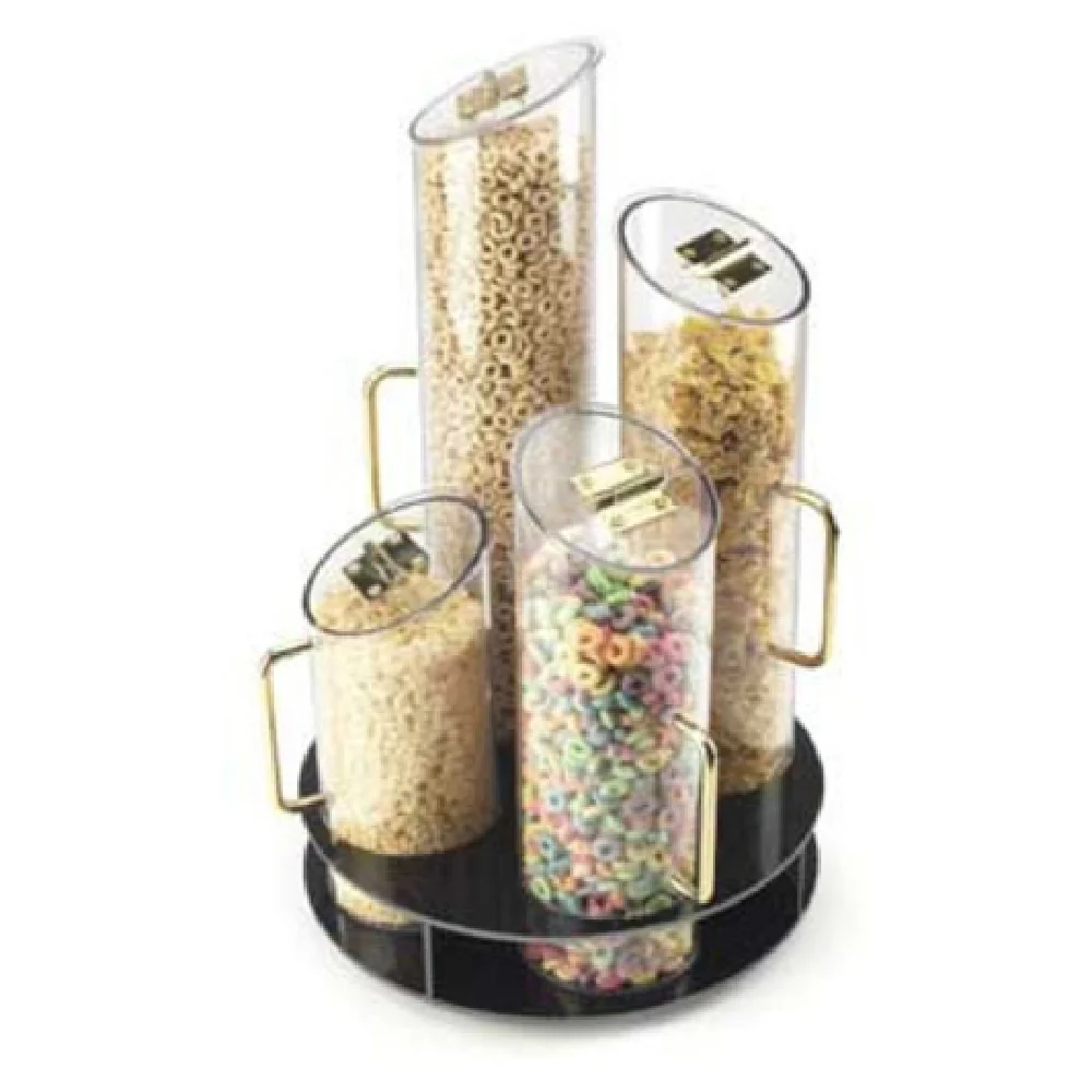 Cal Mil 723 12 Inch Cereal Dispenser Turntable 4 Cylinder Clear Acrylic Base