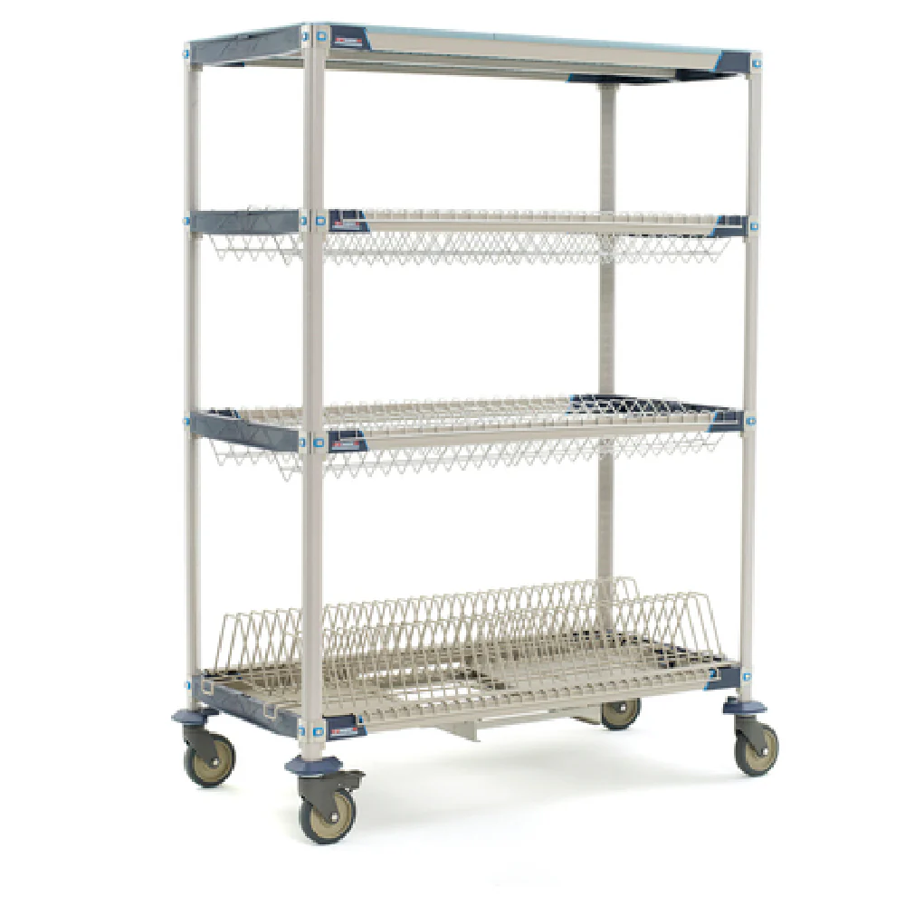 Metro PR48VX3-XDR 48 Inch 4 Tier Mobile Drying Rack with Drip Tray and Casters