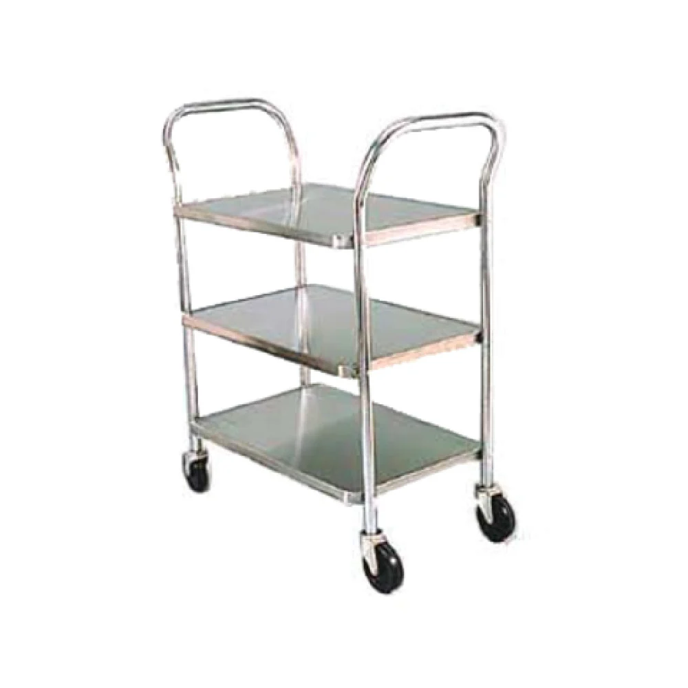 Admiral Craft 1624-3 16 Inch Utility Cart Stainless Steel 3 Shelves with Chrome Tubing Admiral Craft 1624-3 16 Inch Utility Cart Stainless Steel 3 Shelves with Chrome Tubing