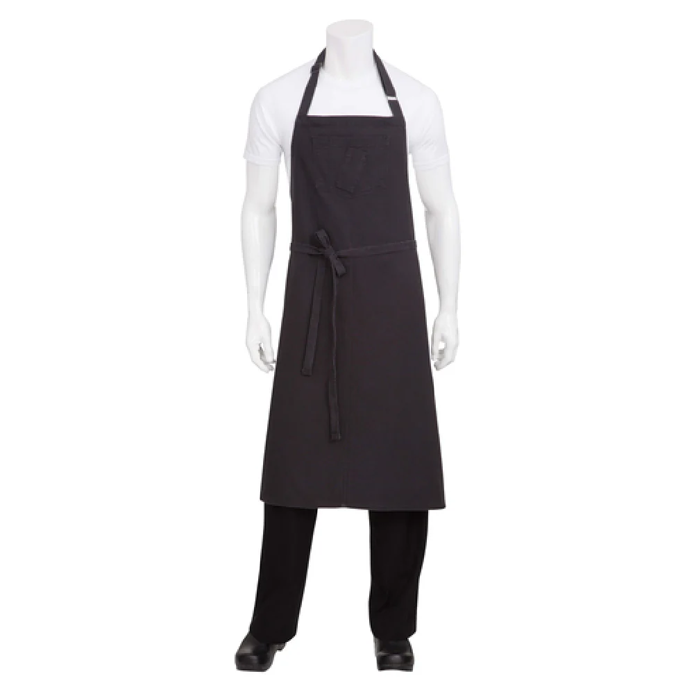 Chef Works ABCKV003SGY0 39 Inch Adjustable Bib Apron with Chest Pocket Steel Gray Cotton