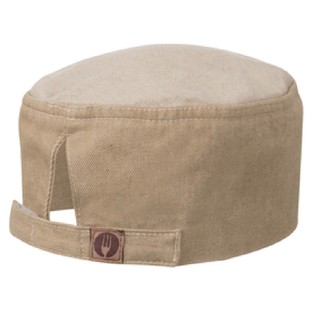 Chef Works HBCD013-NAT-0 Beanie Adjustable Velcro Closure Cotton Denim Natural
