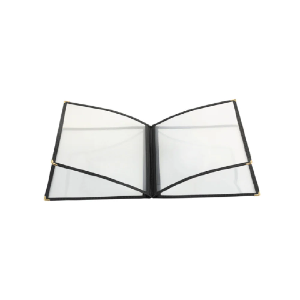 CAC China MCP4-911BK 8-1/2 Inch Menu Cover Vinyl with Brass Corners Black Trim CAC China MCP4-911BK 8-1/2 Inch Menu Cover Vinyl with Brass Corners Black Trim