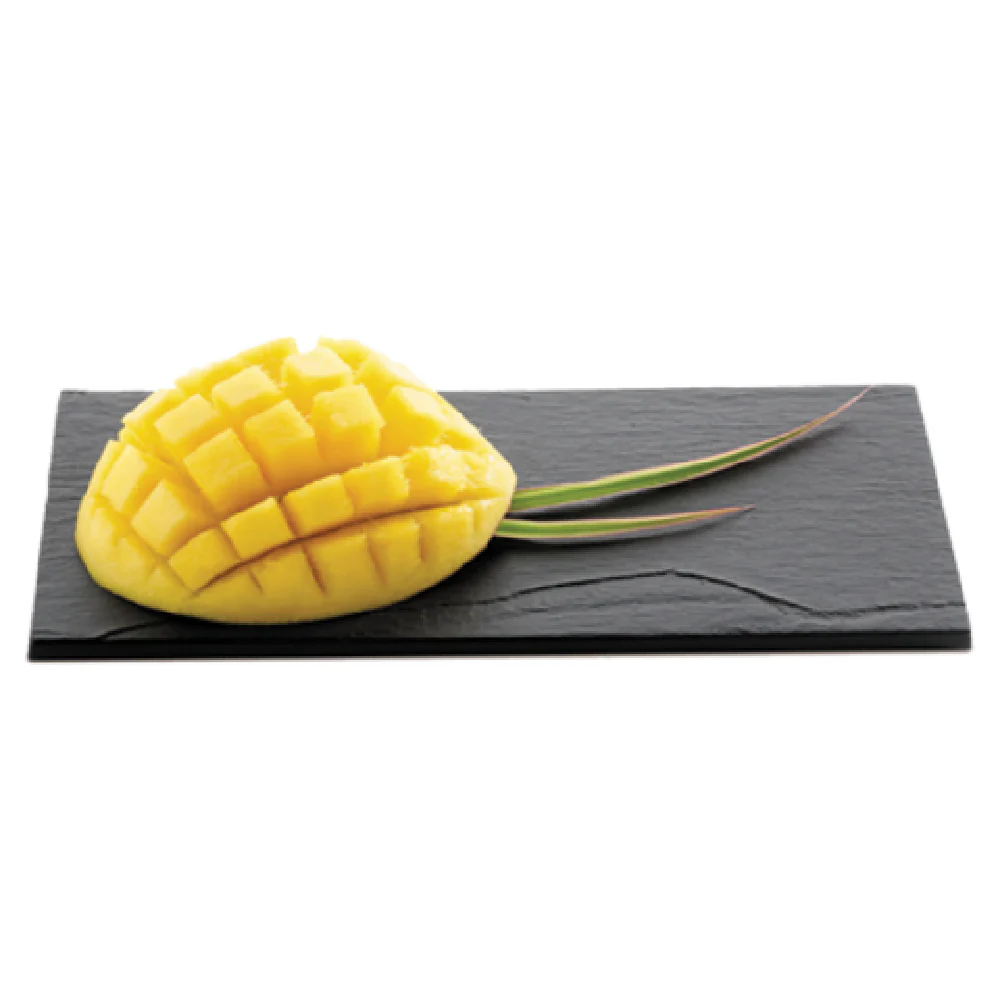 JB Prince R739 7 Inch Rectangle Disposable Plate with Faux Slate Black Plastic