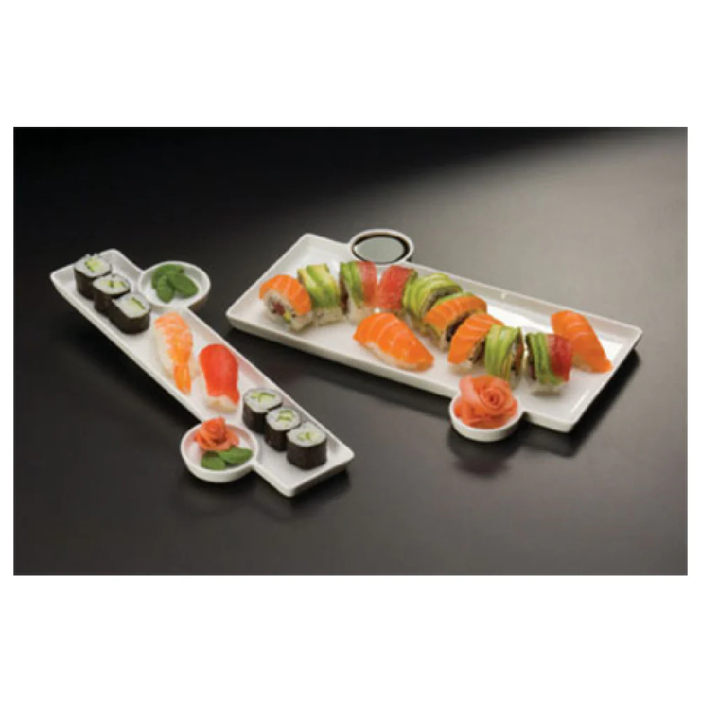 American Metalcraft PORS140 13 Inch Porcelain Sushi Plate with Sauce Cup American Metalcraft PORS140 13 Inch Porcelain Sushi Plate with Sauce Cup