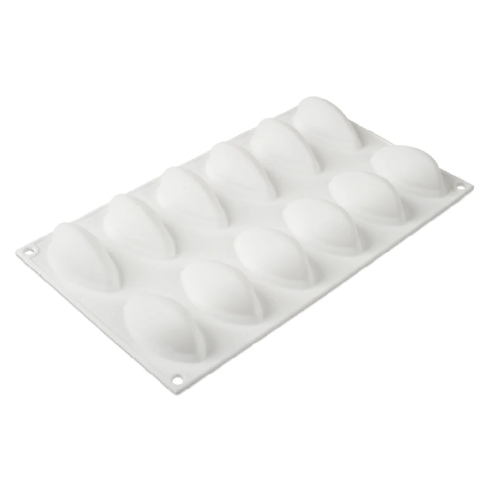 JB Prince M512 Y 12 Inch Silikomart Mold with 12 Quenelle White Silicone