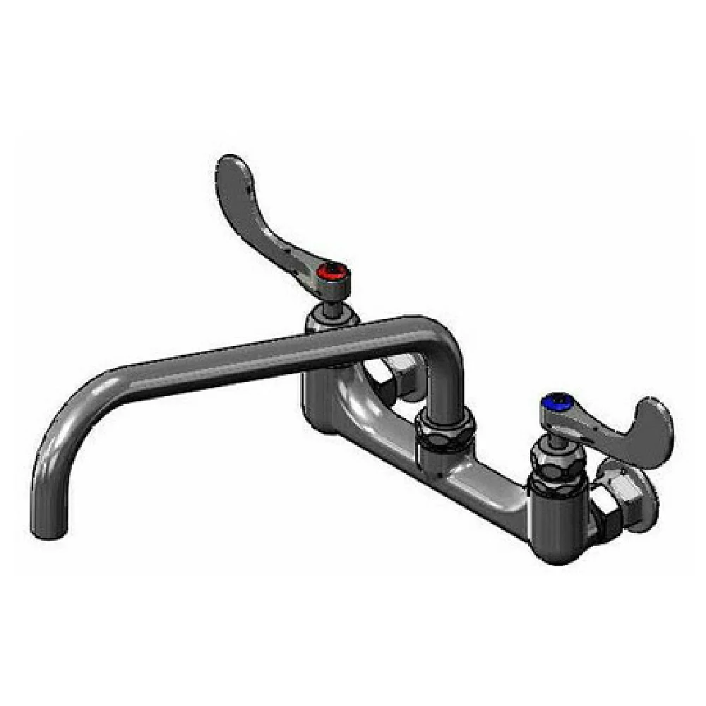 T&S Brass B-0290-14-WH4 8 Inch Adjustable Centers Wall Mount Faucet with Swing Nozzle Chrome Plated Brass