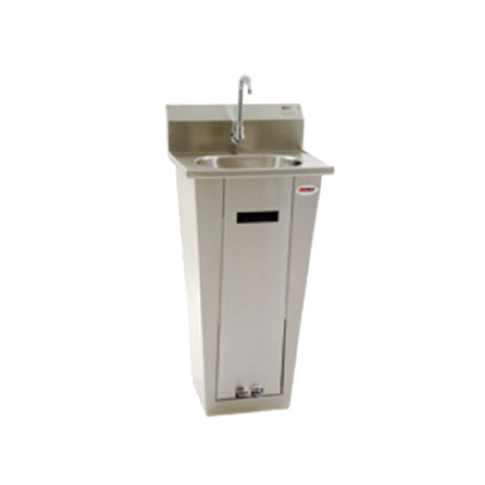 Eagle HSA-10-FA-P-X 13 Inch Hand Sink Pedestal Mounted with Gooseneck Spout Stainless Steel Eagle HSA-10-FA-P-X 13 Inch Hand Sink Pedestal Mounted with Gooseneck Spout Stainless Steel