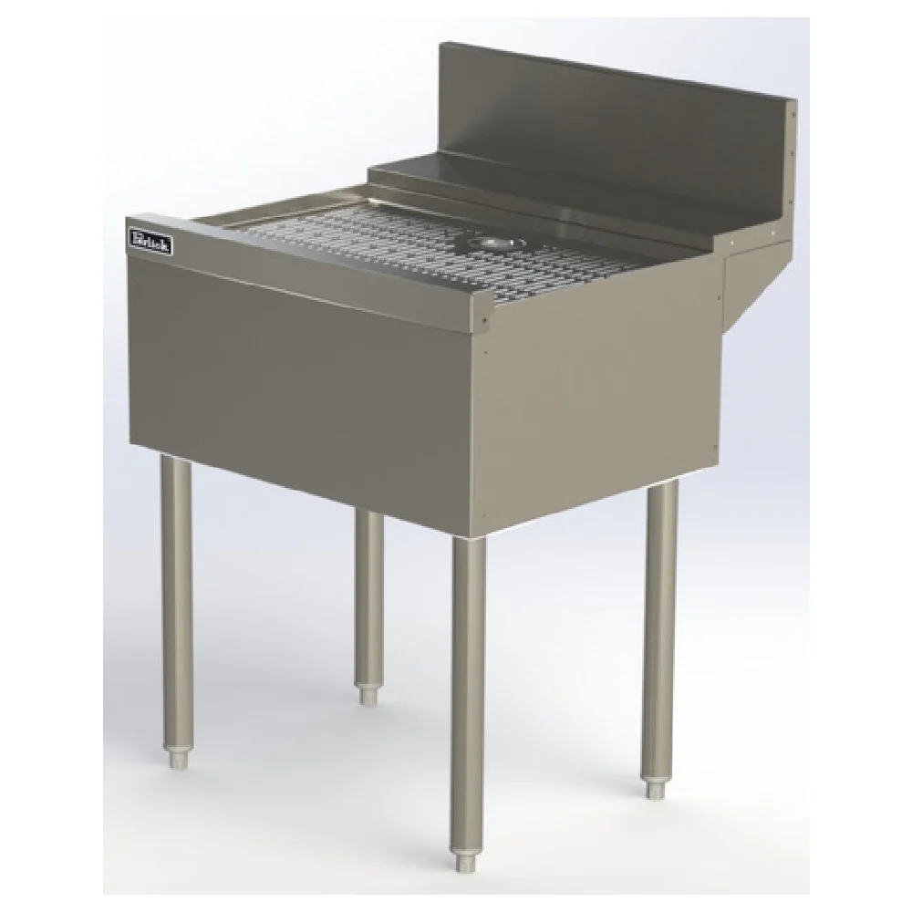 Perlick TSD24 24 Inch Underbar Drainboard Embossed Top Stainless Steel with Backsplash