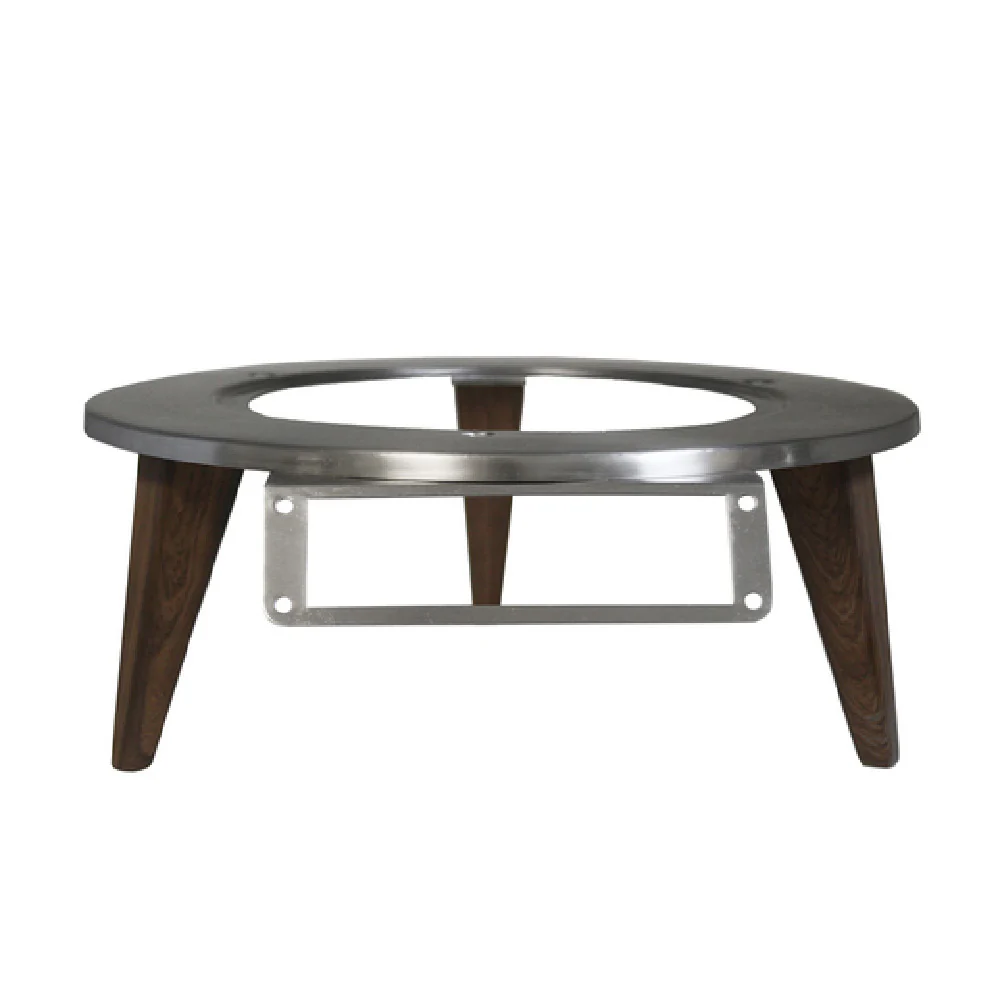 Spring USA SK-145360R 13-1/2 Inch Diameter Induction Warmer Stand Brushed Stainless Steel with Hydro-dip Wood Grain Finish Legs Spring USA SK-145360R 13-1/2 Inch Diameter Induction Warmer Stand Brushed Stainless Steel with Hydro-dip Wood Grain Finish Legs