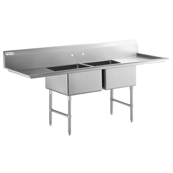 Empura Stainless EHD22424LR24 Sink 98 Inch with Two Bowls and Drainboards