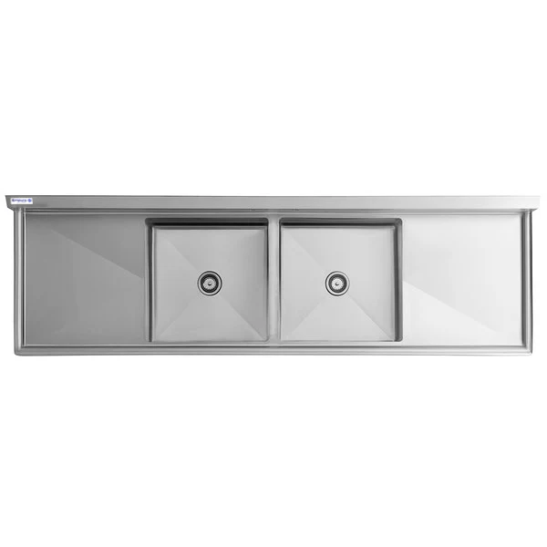 Empura Stainless EHD22424LR24 Sink 98 Inch with Two Bowls and Drainboards Empura Stainless EHD22424LR24 Sink 98 Inch with Two Bowls and Drainboards