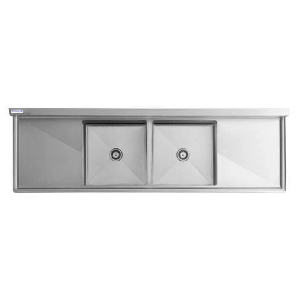 Empura Stainless EHD22424LR24 Sink 98 Inch with Two Bowls and Drainboards Empura Stainless EHD22424LR24 Sink 98 Inch with Two Bowls and Drainboards