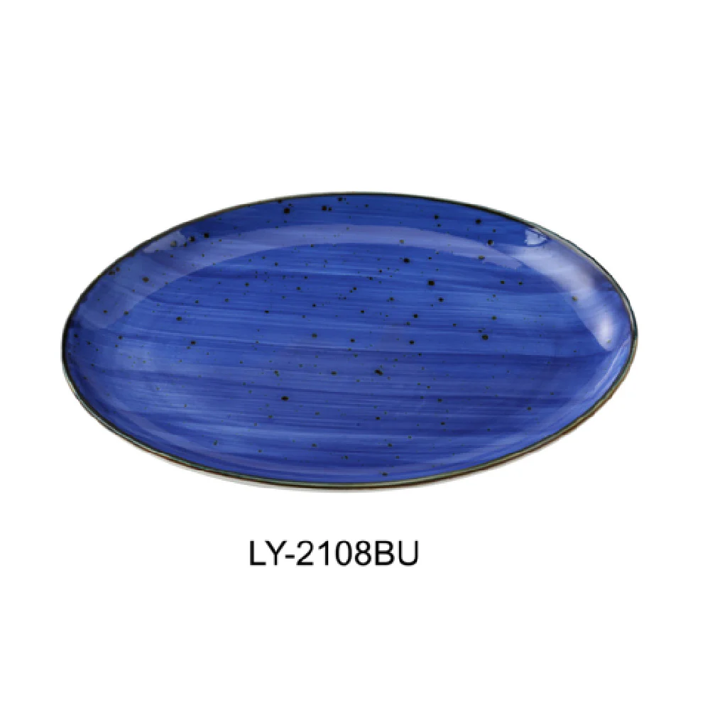 Yanco LY-2108BU 8 Inch Oval Coupe Porcelain Lyon Platter with Glazed Finish