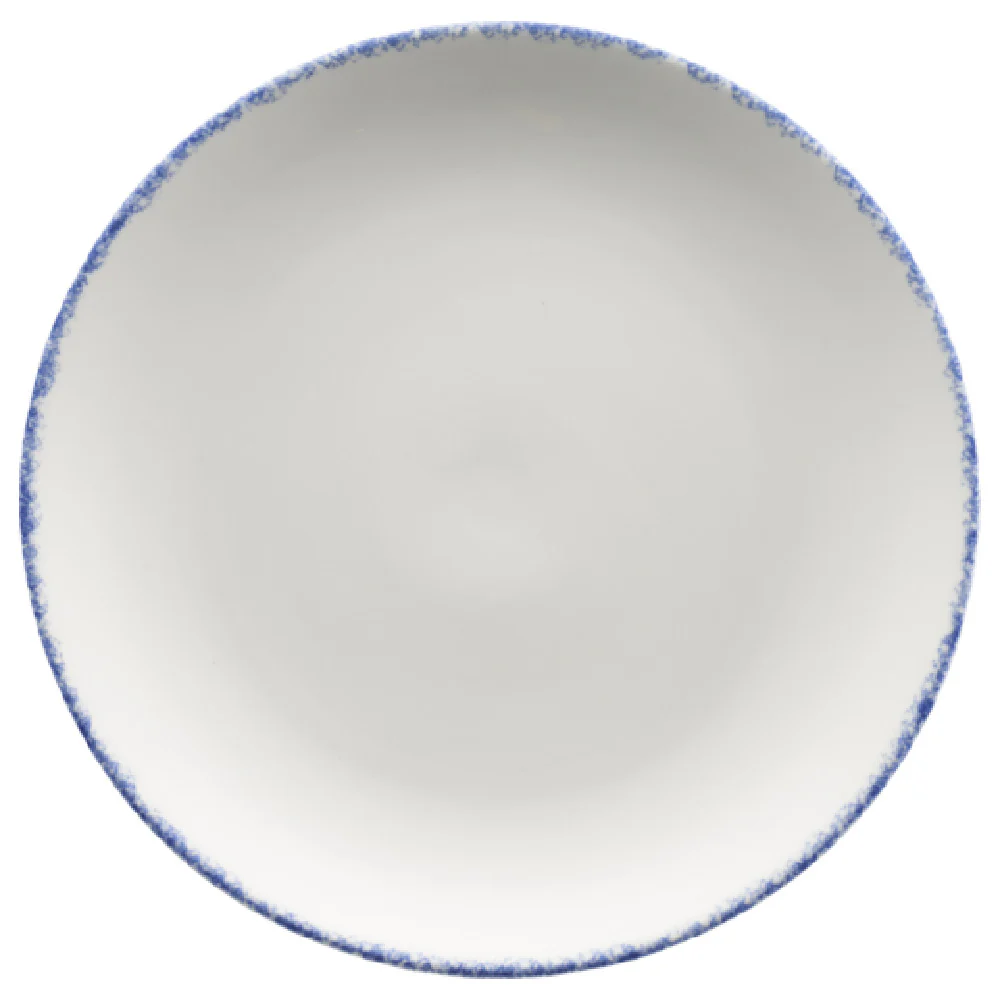 International Tableware PR-16-CB 10 Inch Porcelain Round Plate European White with Blue