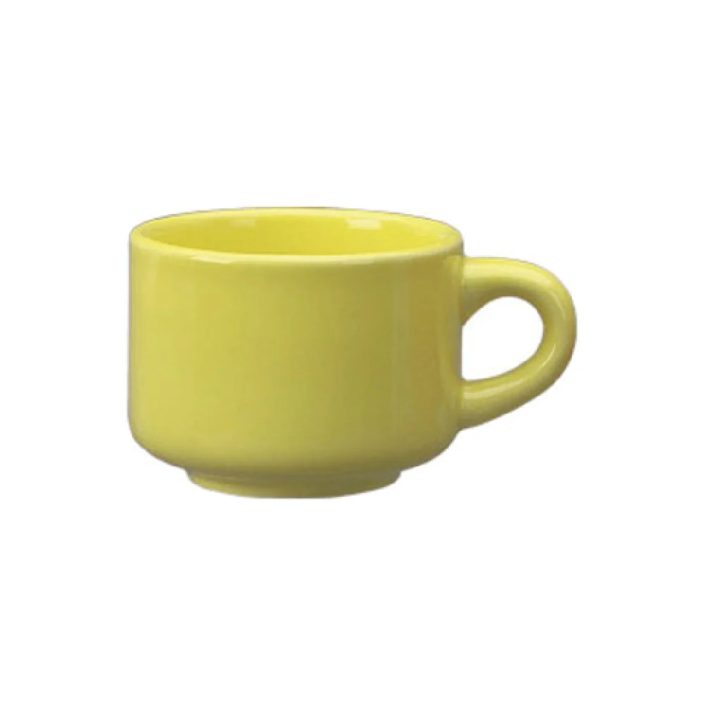 International Tableware CA-23-Y 7 Oz. Round Stackable Cup Yellow Ceramic