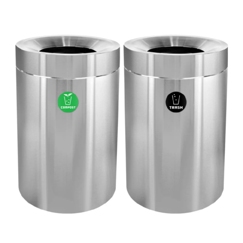 Alpine Industries ALP475-50-CO-T 24 Inch Trash Can and Compost Bin Stainless Steel