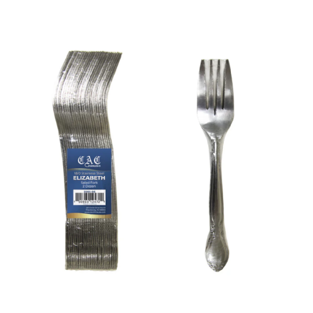 CAC China 2203-06 6 1/2 Inch High-Weight Frost Finish Salad Fork 18/0 Stainless Steel