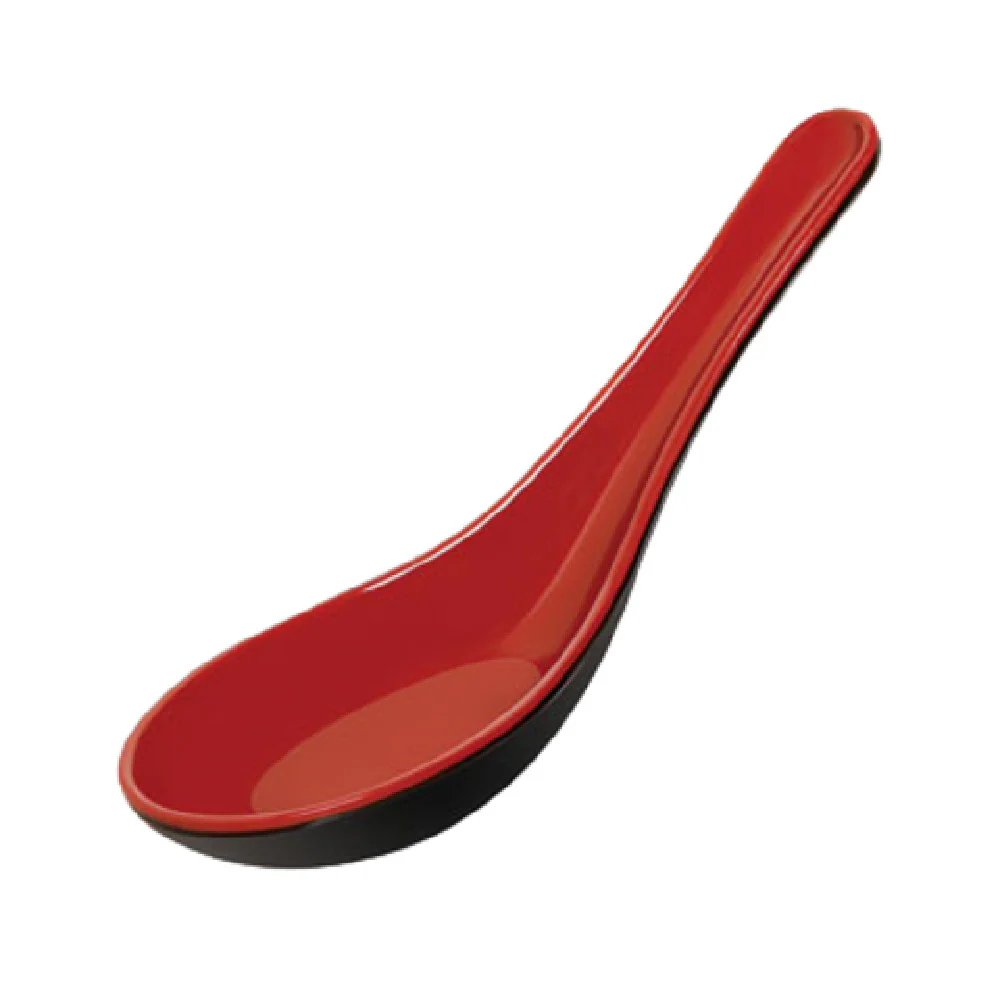 GET Enterprises 6026-RB 0.8 Oz Break-resistant Wonton Soup Spoon Melamine Red and Black