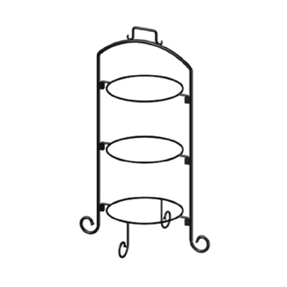 International Tableware WR-103 18 Inch 3-tier Plate Stand Wire Iron Black
