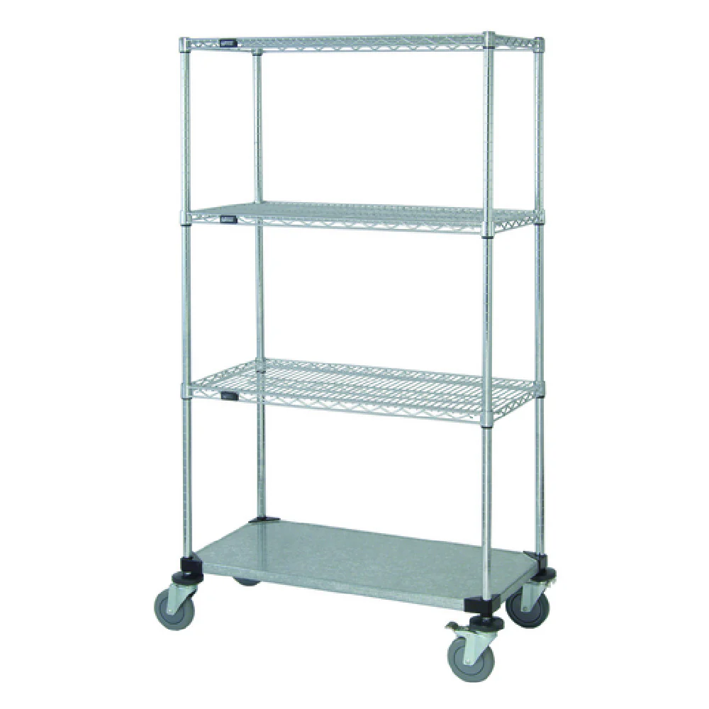 Quantum M1860CG46 60 Inch Mobile Cart with 3 Wire Shelves Chrome Finish Quantum M1860CG46 60 Inch Mobile Cart with 3 Wire Shelves Chrome Finish