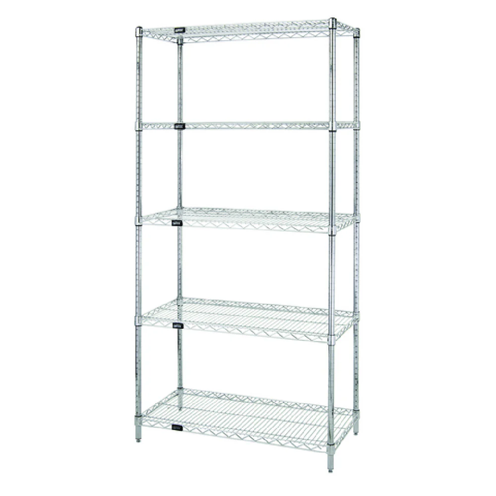 Quantum WR86-2424S-5 24 Inch Wire Shelving Starter Kit 600 to 800 lb Capacity Stainless Steel