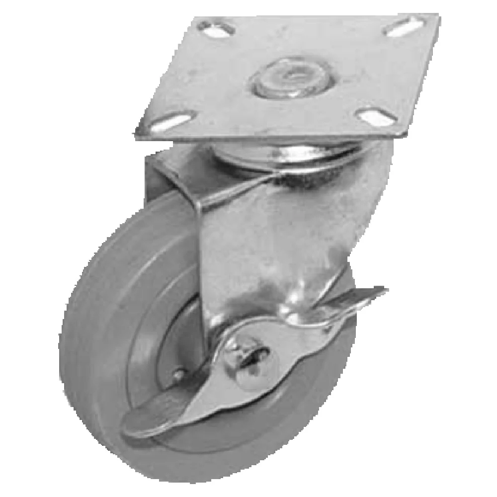 GSW USA KP5143C 4 Inch Swivel Caster Soft Rubber with Side-Brake 200 lb Capacity