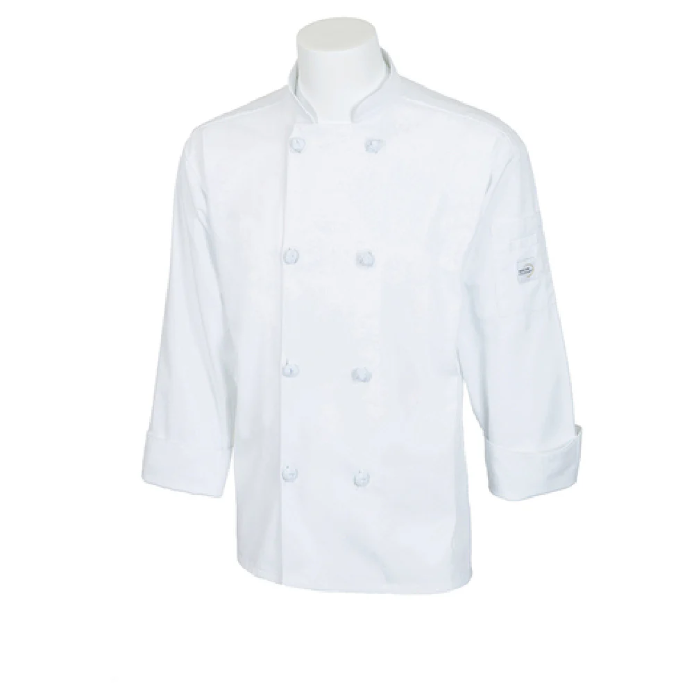 Mercer Culinary M60012WH4X 4XL Unisex Chef's Coat Cloth Knot Buttons White Mercer Culinary M60012WH4X 4XL Unisex Chef's Coat Cloth Knot Buttons White