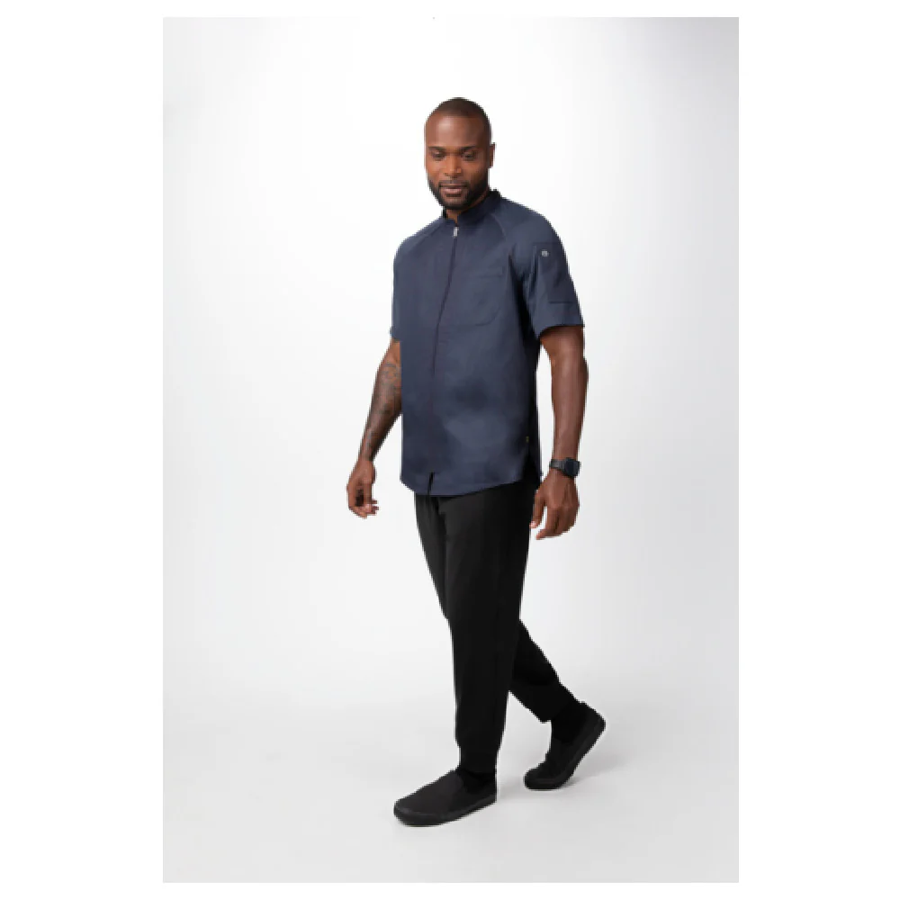 Chef Works CBZ04-GRY-4XL 37 Inch Grey Raglan Short Sleeve Chef Coat with Center Zipper