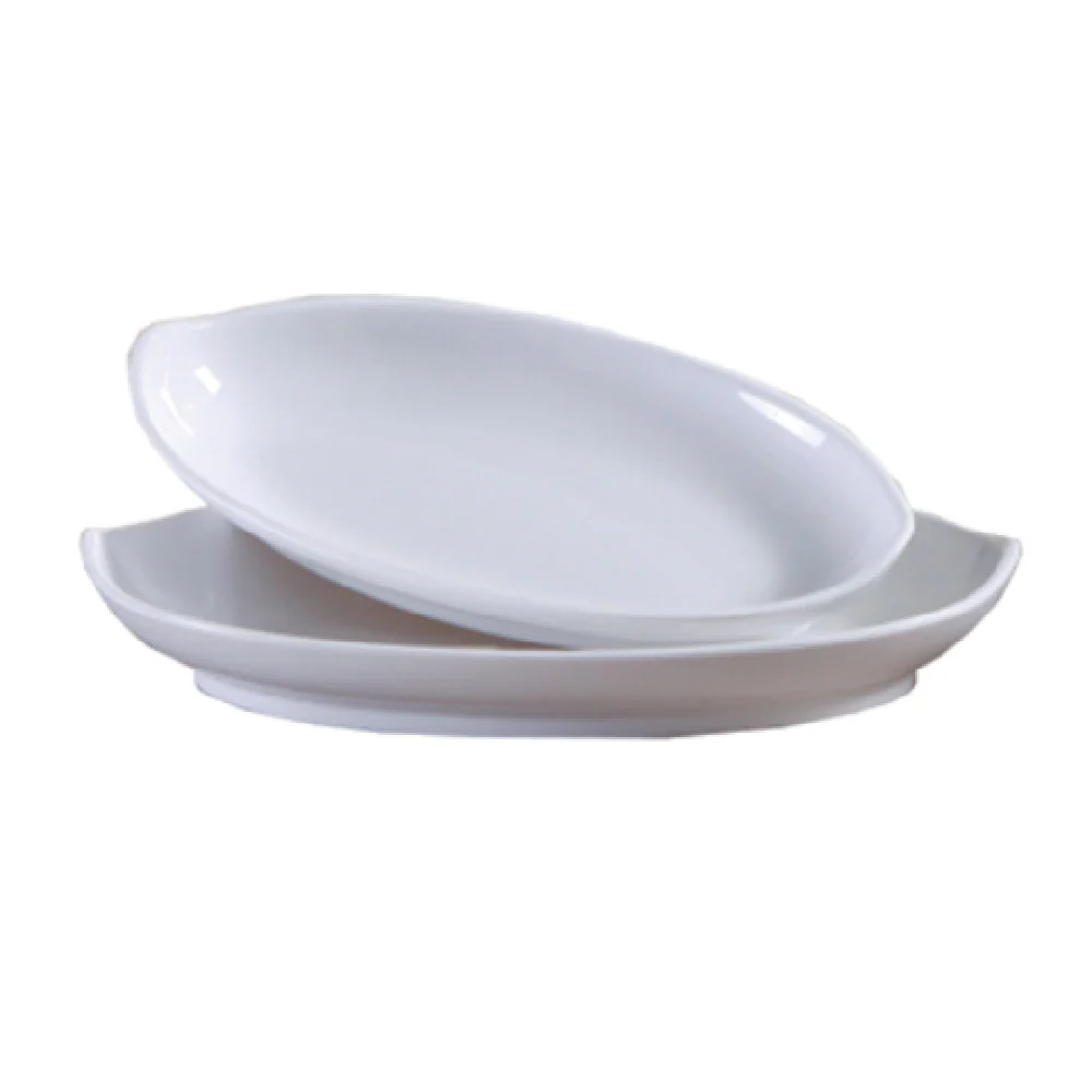 Yanco VE-410 12 Oz White Plate Oval Deep Melamine 9-1/2 Inch x 5-1/2 Inch