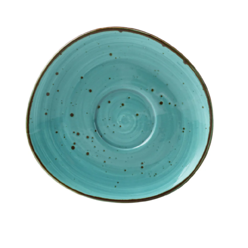 Yanco LY-002TQ 6-1/2 Inch Saucer Freeform Glazed Porcelain Turquoise Yanco LY-002TQ 6-1/2 Inch Saucer Freeform Glazed Porcelain Turquoise