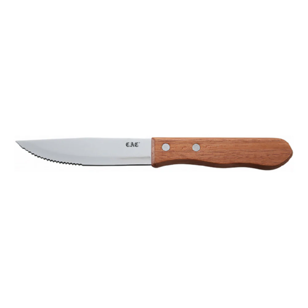 CAC China KWSK-55 5 Inch Pointed Tip Jumbo Steak Knife Stainless Steel Wood Handle CAC China KWSK-55 5 Inch Pointed Tip Jumbo Steak Knife Stainless Steel Wood Handle
